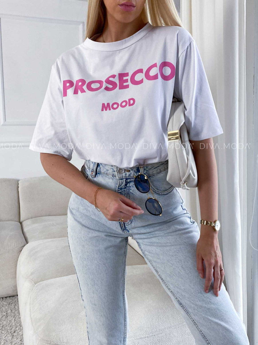 Tričko proseco mood biele M 169