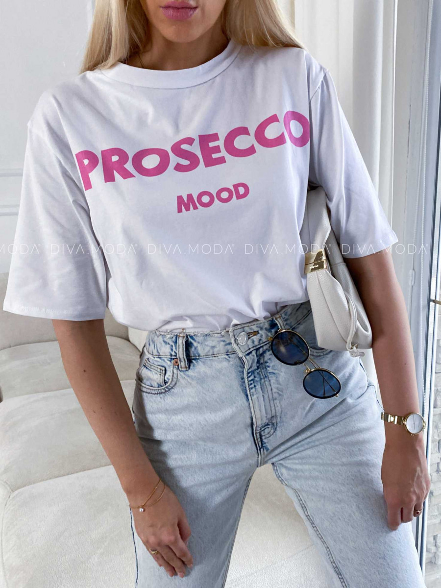 Tričko proseco mood biele M 169