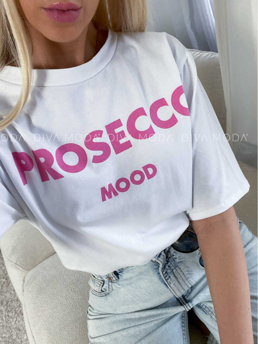 Tričko proseco mood biele M 169