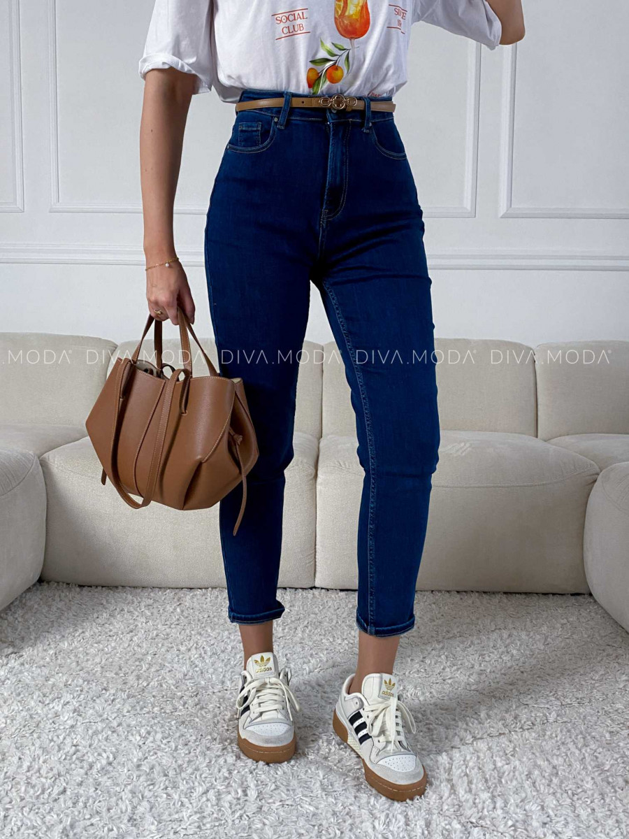 Mom jeans tmavo modré M 174