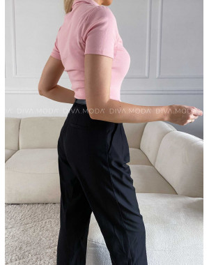 Rebrované polo tričko so srdiečkom ružové M 185