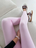Push up rebrované legíny baby pink M 198