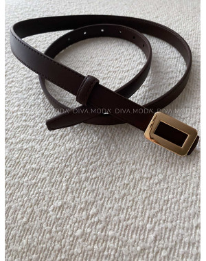 Čokoládový  opasok s hranatou lesklou sponou T 54
