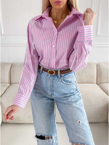 Pruhovaná košeľa s kamienkami ružová  M 181