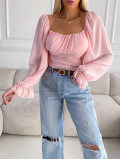 Riasený ľahký top peach M 196
