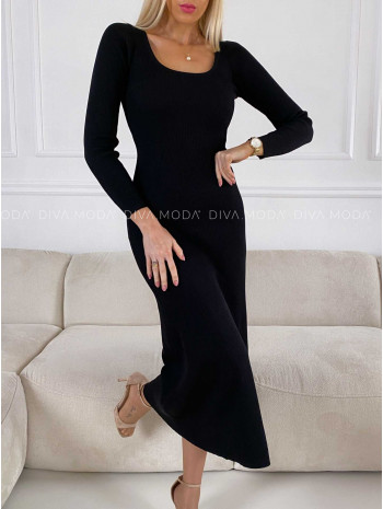 Úpletové maxi šaty Soffi čierne M 237