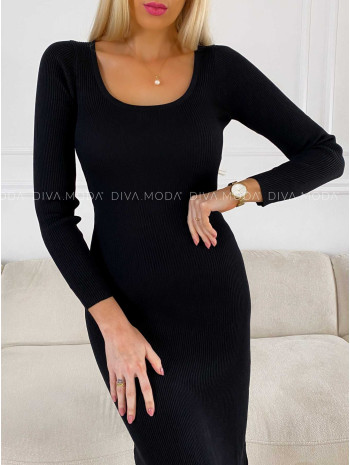 Úpletové maxi šaty Soffi čierne M 237