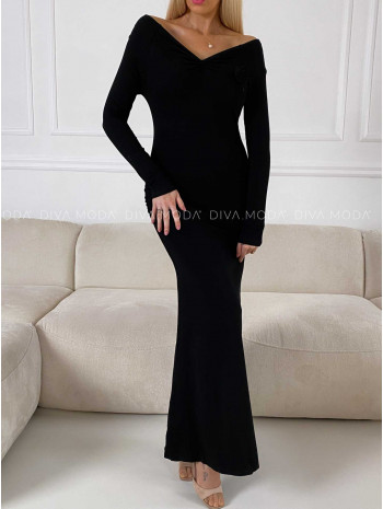 Maxi šaty s odhalenými ramenami  čierne M 243