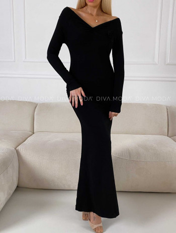 Maxi šaty s odhalenými ramenami  čierne M 243