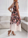Midi kvetované elegantné šaty Flora M 251