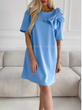 Basic šaty s mašľou baby blue M 253