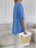 Oversize bavlnená mušelínová košeľa baby blue M 269