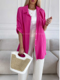 Oversize bavlnená mušelínová košeľa fuchsia M 269