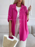 Oversize bavlnená mušelínová košeľa fuchsia M 269