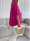 Oversize bavlnená mušelínová košeľa fuchsia M 269