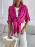 Oversize bavlnená mušelínová košeľa fuchsia M 269