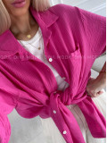 Oversize bavlnená mušelínová košeľa fuchsia M 269