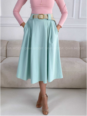 Tulipánová midi sukňa s opaskom mint M 283