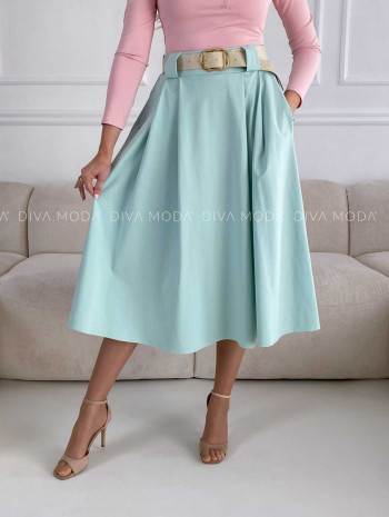 Tulipánová midi sukňa s opaskom mint M 283