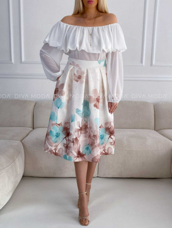 Tulipánová sukňa kvetovaná Zoe mint M 260