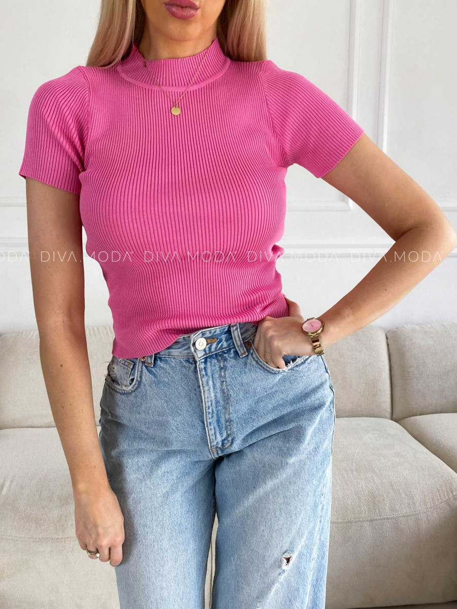 Úpletový basic top ružový M 239