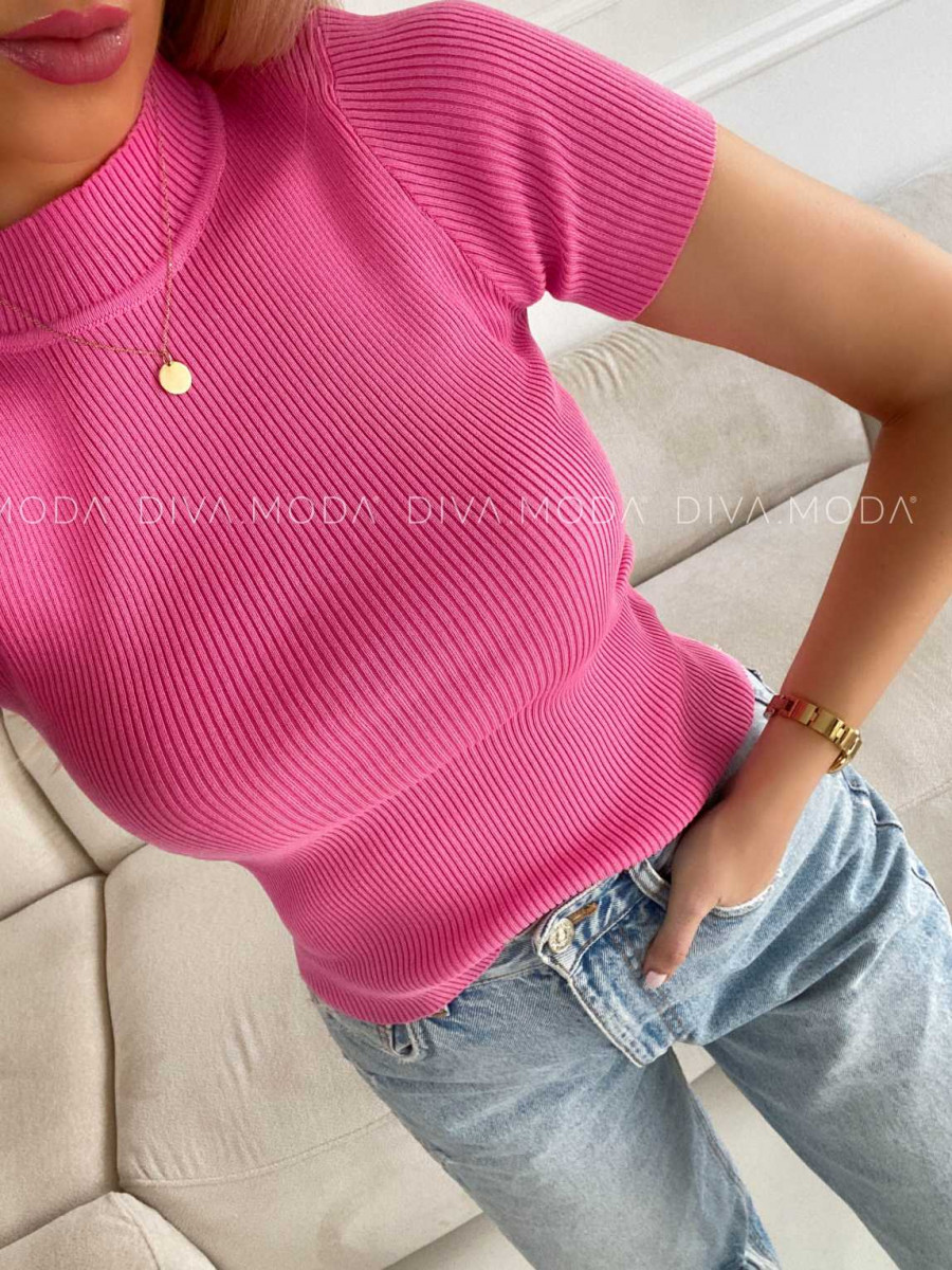 Úpletový basic top ružový M 239