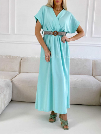 Maxi šaty s prepletaným opaskom mint M 267