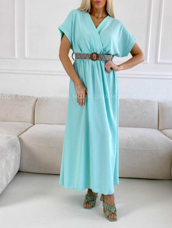 Maxi šaty s prepletaným opaskom mint M 267