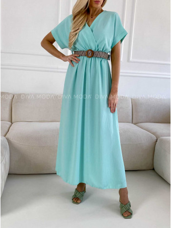 Maxi šaty s prepletaným opaskom mint M 267