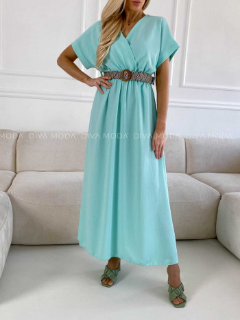 Maxi šaty s prepletaným opaskom mint M 267