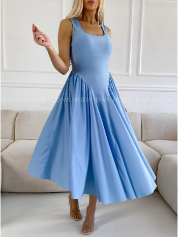 Midi šaty balerina modré M 300