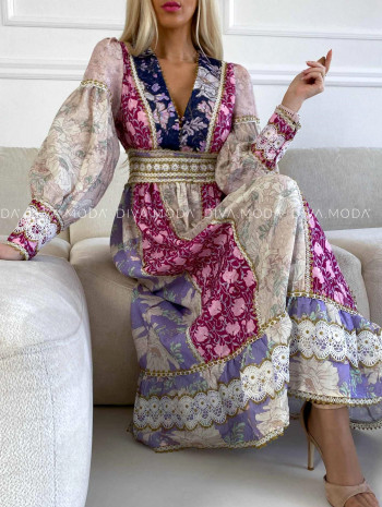 Maxi šaty vzorované so zlatou niťou M 322