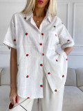 Oversize bavlnená košeľa strawberry biela M 330