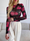 Sieťovaný top rose čierny M 323