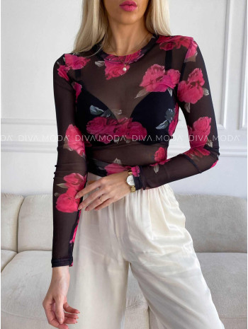 Sieťovaný top rose čierny M 323