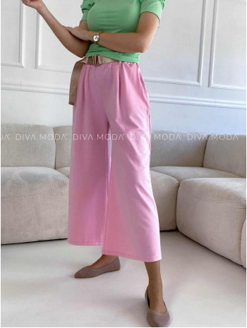 Ružové široké nohavice s opaskom M 339