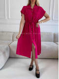 Midi košeľové šaty na gombíky fuchsia M 332