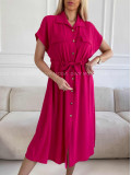 Midi košeľové šaty na gombíky fuchsia M 332