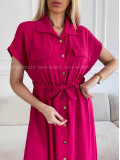 Midi košeľové šaty na gombíky fuchsia M 332