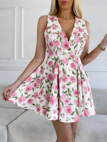Sakové šaty ružičkové krémové M 337