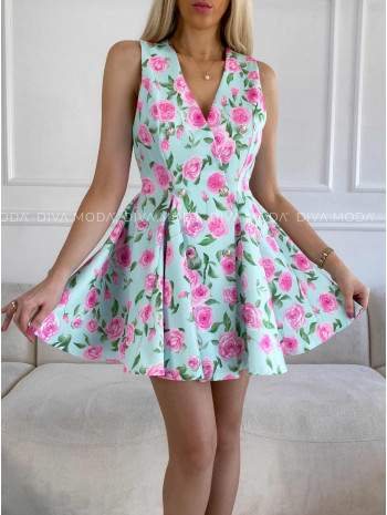 Sakové šaty ružičkové mint M 337