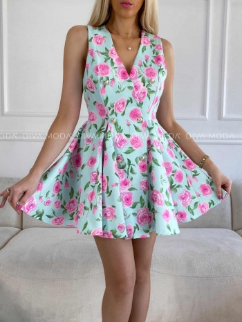 Sakové šaty ružičkové mint M 337