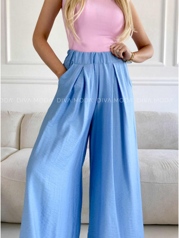 Široké ležérne nohavice modré M 400