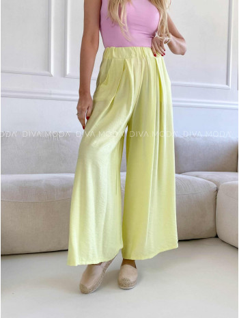 Široké ležérne nohavice žlté M 400