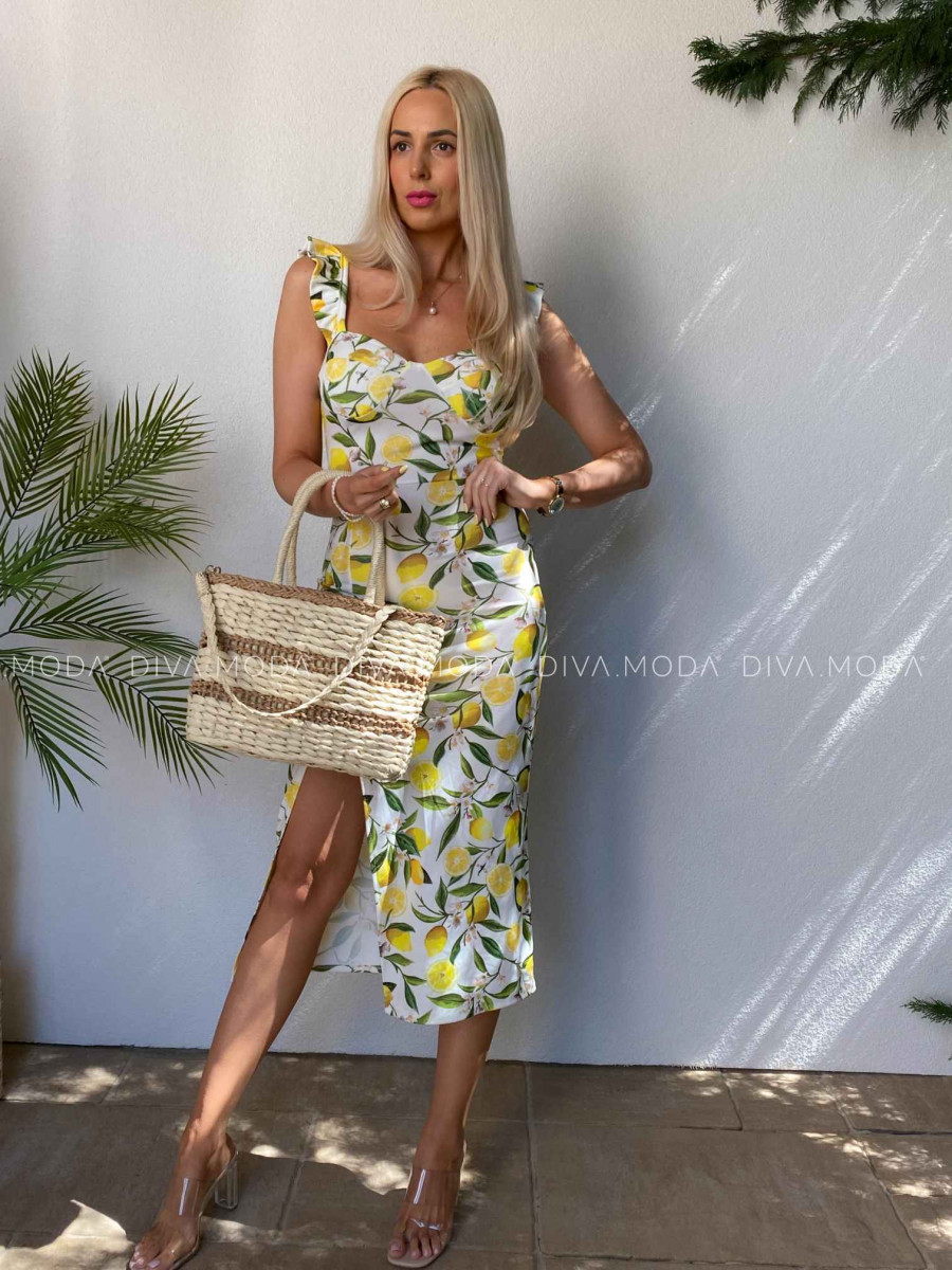 Midi šaty s volánikmi Lemon biele M 422