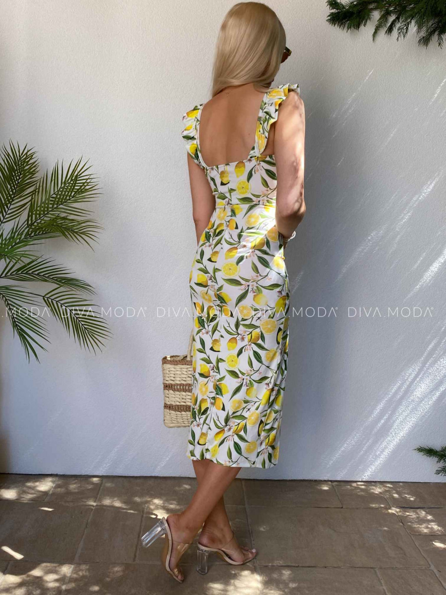 Midi šaty s volánikmi Lemon biele M 422