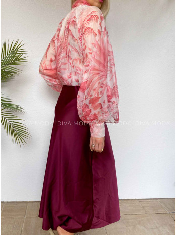 Ľahká kvetinová blúzka nature ružová M 469