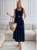 Midi šaty so zlatou sponou navy blue M 501