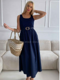 Midi šaty so zlatou sponou navy blue M 501