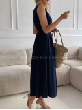 Midi šaty so zlatou sponou navy blue M 501